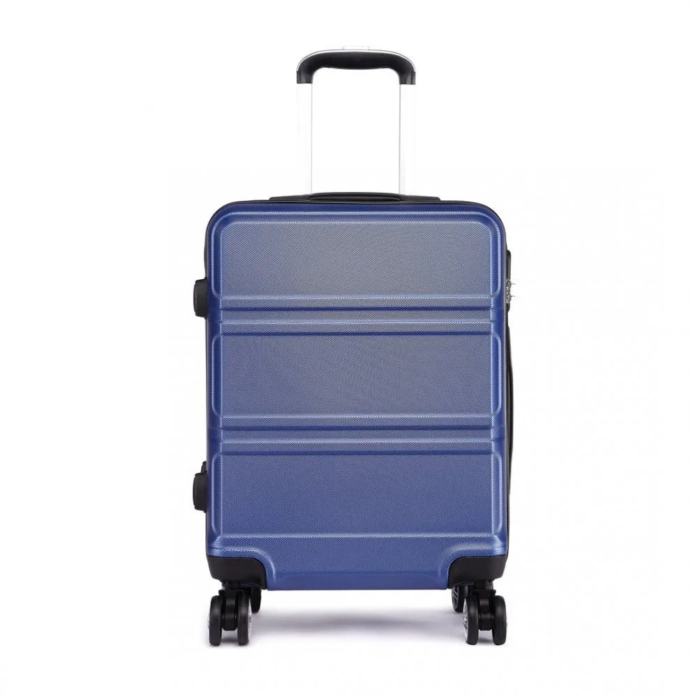 Kono Abs Sculpted Horizontal Design 20 Inch Cabin Luggage - Navy Blue