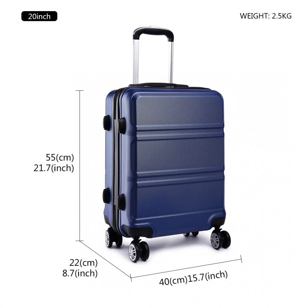 Kono Abs Sculpted Horizontal Design 20 Inch Cabin Luggage - Navy Blue