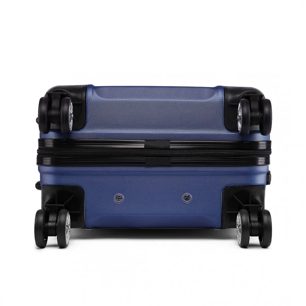 Kono Abs Sculpted Horizontal Design 20 Inch Cabin Luggage - Navy Blue