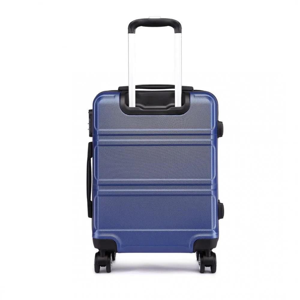 Kono Abs Sculpted Horizontal Design 20 Inch Cabin Luggage - Navy Blue