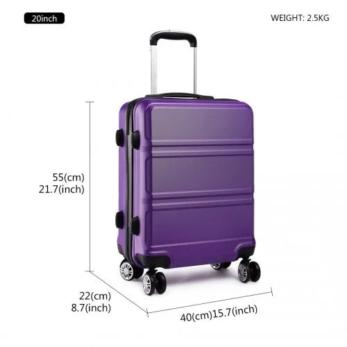 Kono Abs Sculpted Horizontal Design 20 Inch Cabin Luggage - Purple