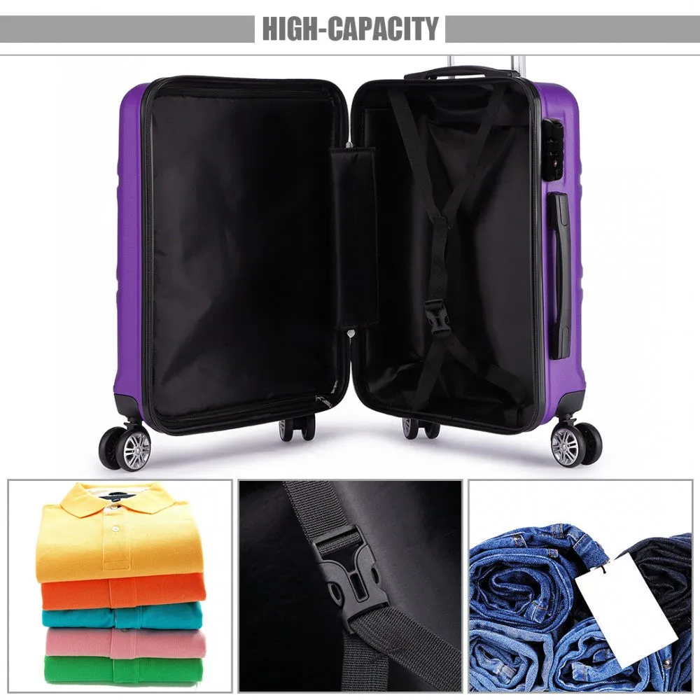 Kono Abs Sculpted Horizontal Design 20 Inch Cabin Luggage - Purple
