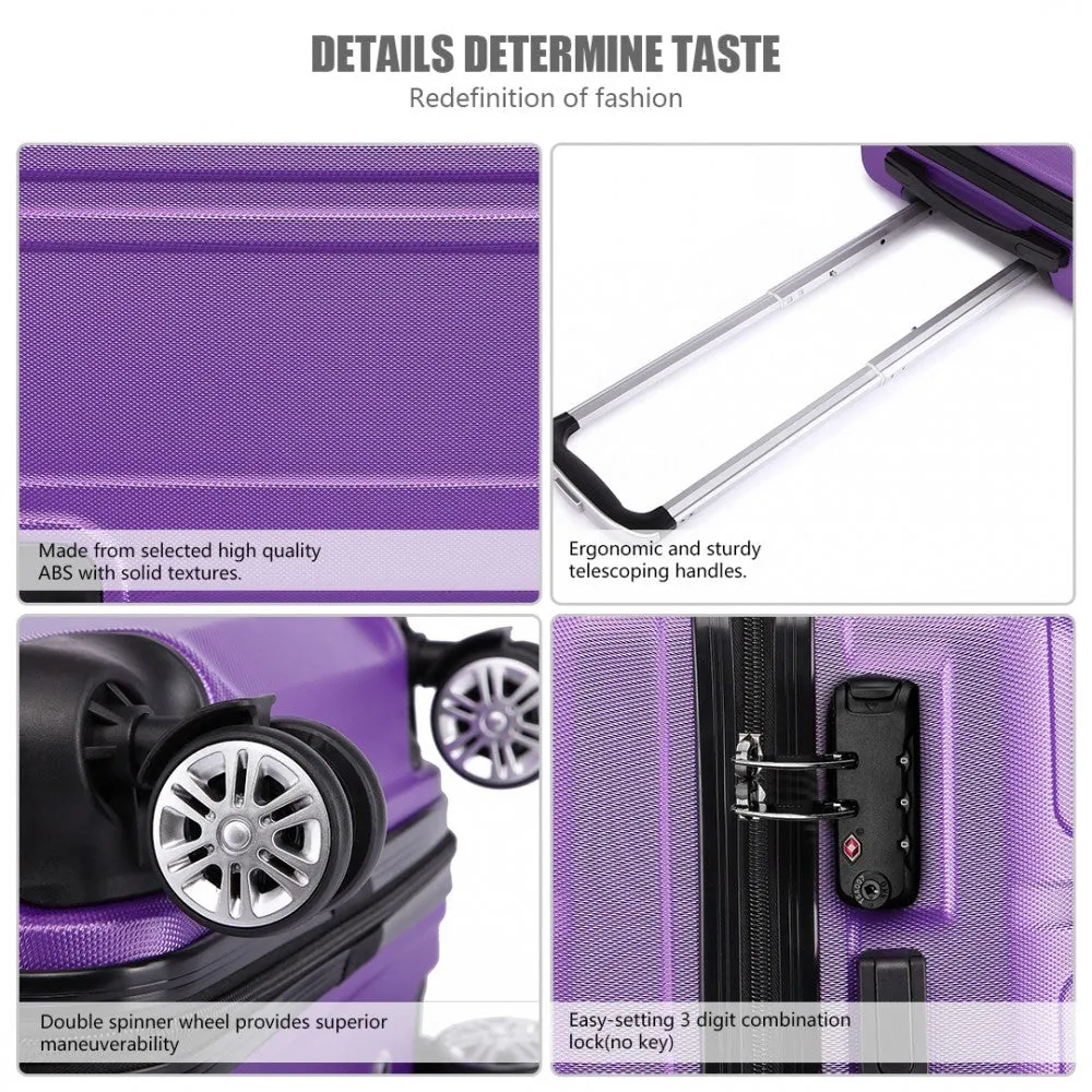 Kono Abs Sculpted Horizontal Design 20 Inch Cabin Luggage - Purple