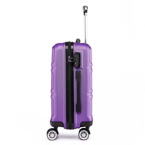 Kono Abs Sculpted Horizontal Design 20 Inch Cabin Luggage - Purple
