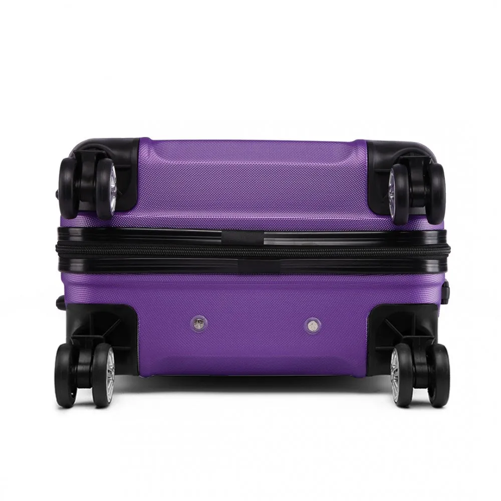 Kono Abs Sculpted Horizontal Design 20 Inch Cabin Luggage - Purple