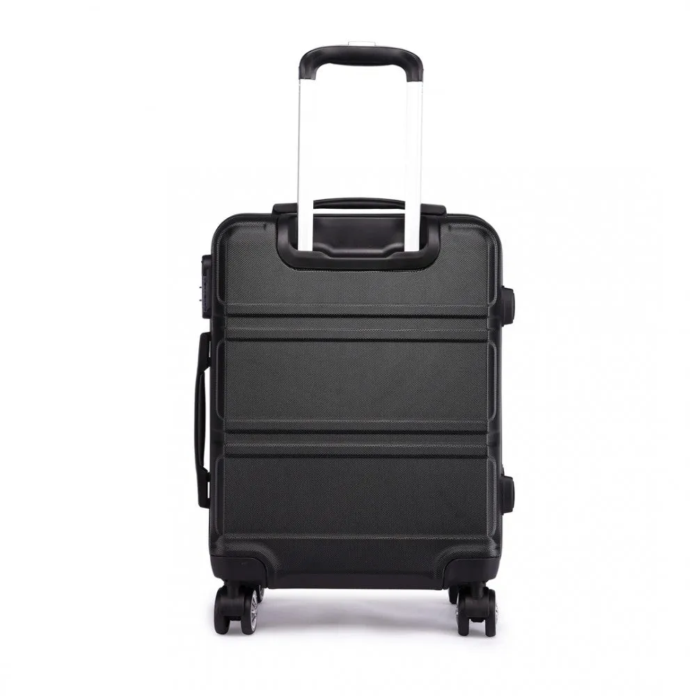 Kono Abs Sculpted Horizontal Design 28 Inch Suitcase - Black