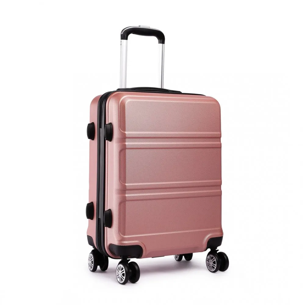 Kono Abs Sculpted Horizontal Design 3 Piece Suitcase Set - Nude