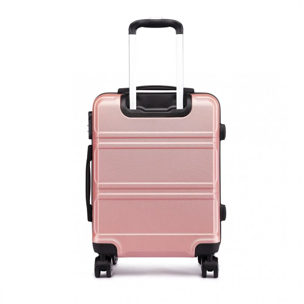Kono Abs Sculpted Horizontal Design 3 Piece Suitcase Set - Nude