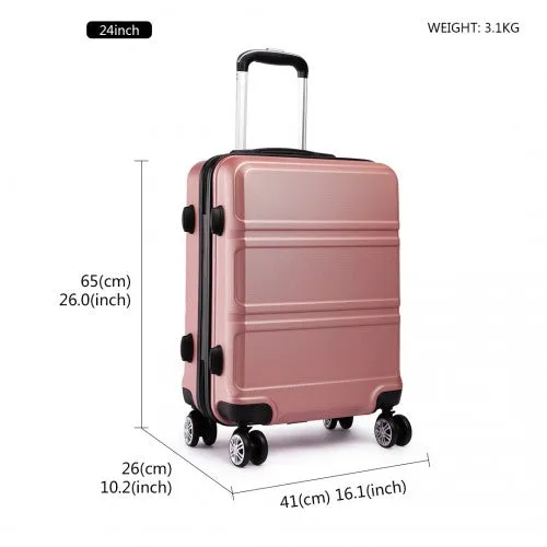 Kono Abs Sculpted Horizontal Design 3 Piece Suitcase Set - Nude