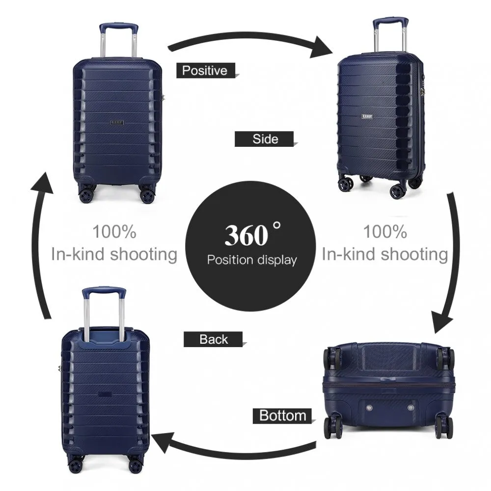 Kono Cabin Size Classic Collection PP Luggage With Charging Interface - Navy Blue