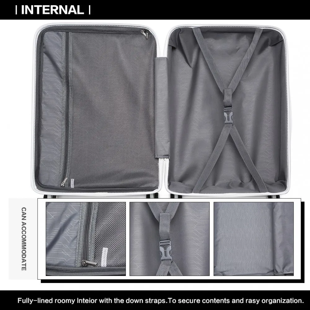 Kono Multi Texture Hard Shell PP Suitcase 3 Pieces Set - Classic Collection - Grey
