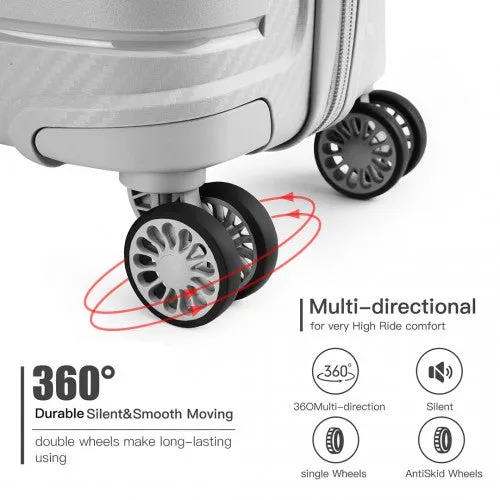 Kono Multi Texture Hard Shell PP Suitcase 3 Pieces Set - Classic Collection - Grey
