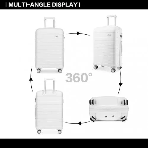 Kono Multi Texture Hard Shell PP Suitcase 3 Pieces Set - Classic Collection - White