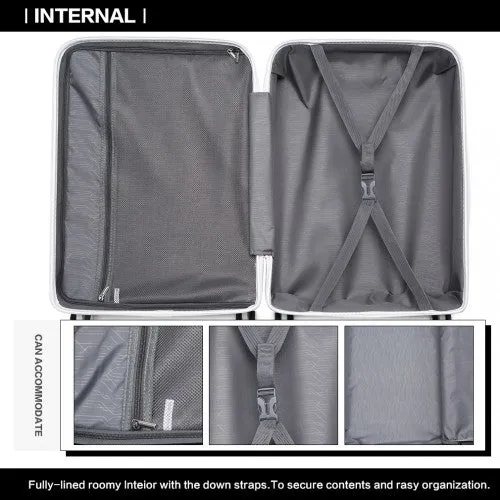 Kono Multi Texture Hard Shell PP Suitcase 3 Pieces Set - Classic Collection - White