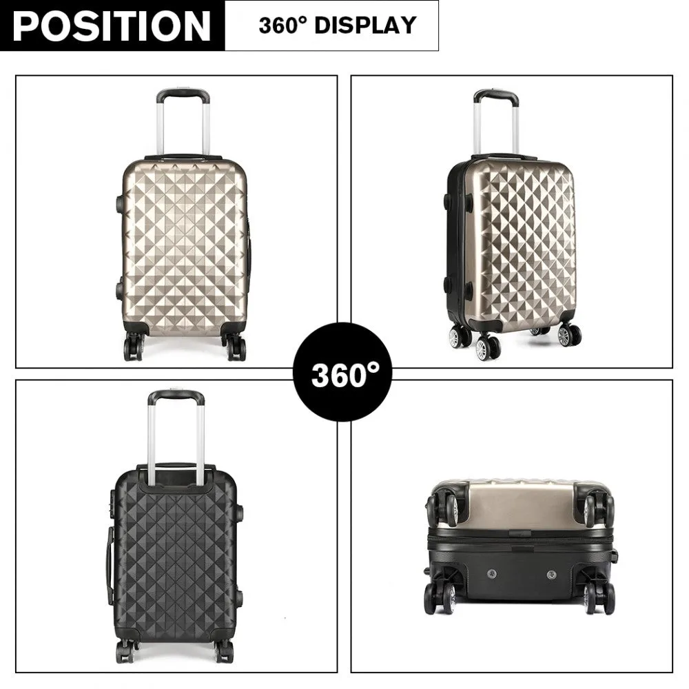 Kono Multifaceted Diamond Pattern Hard Shell 20 Inch Suitcase - Gold
