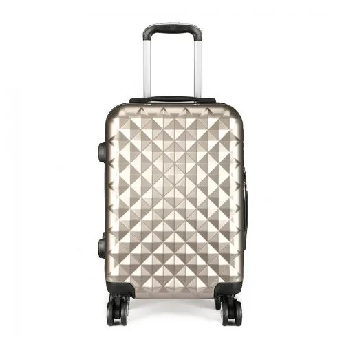 Kono Multifaceted Diamond Pattern Hard Shell 20 Inch Suitcase - Gold
