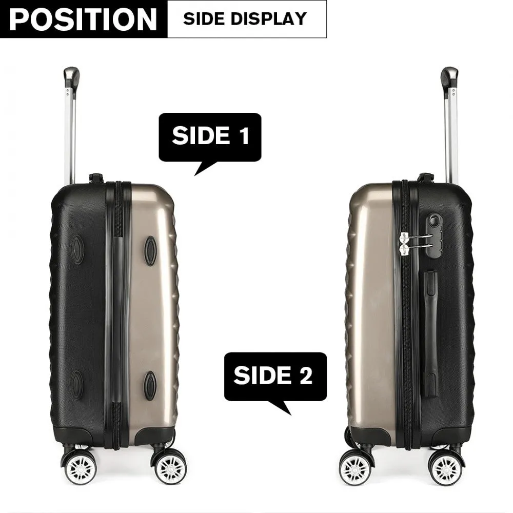 Kono Multifaceted Diamond Pattern Hard Shell 20 Inch Suitcase - Gold