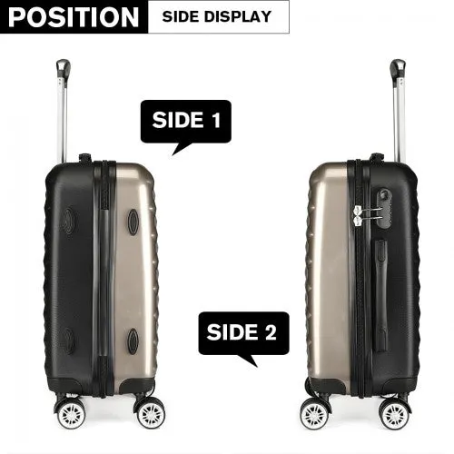 Kono Multifaceted Diamond Pattern Hard Shell 20 Inch Suitcase - Gold