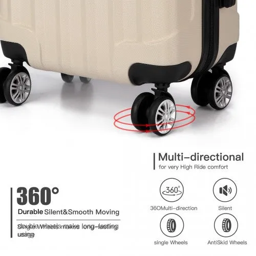 Kono Vertical Stripe Hard Shell Suitcase 19 Inch Luggage - Beige