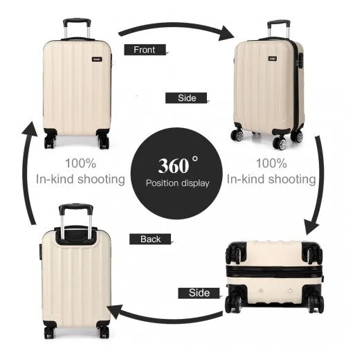 Kono Vertical Stripe Hard Shell Suitcase 19 Inch Luggage - Beige