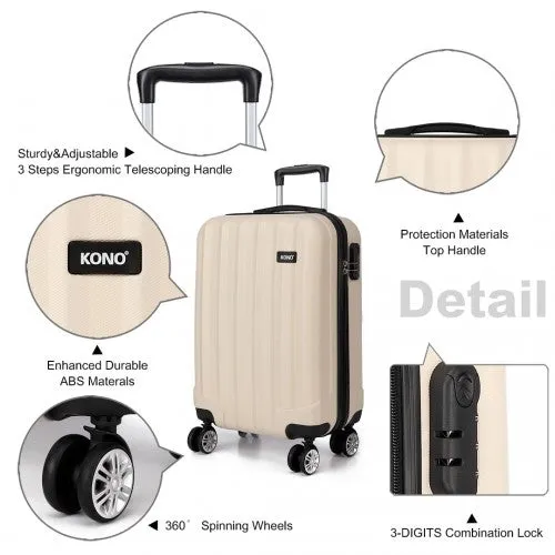 Kono Vertical Stripe Hard Shell Suitcase 19 Inch Luggage - Beige