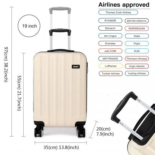 Kono Vertical Stripe Hard Shell Suitcase 19 Inch Luggage - Beige