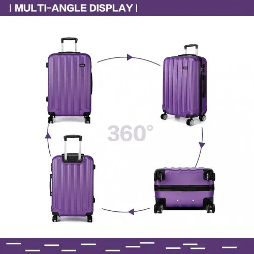 Kono Vertical Stripe Hard Shell Suitcase 24 Inch Luggage Set - Purple