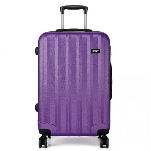Kono Vertical Stripe Hard Shell Suitcase 24 Inch Luggage Set - Purple