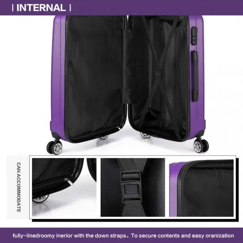 Kono Vertical Stripe Hard Shell Suitcase 24 Inch Luggage Set - Purple