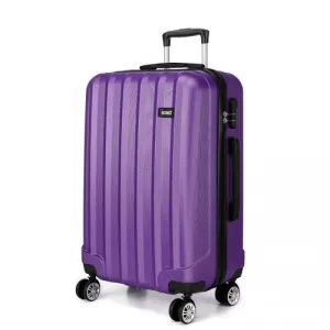 Kono Vertical Stripe Hard Shell Suitcase 24 Inch Luggage Set - Purple