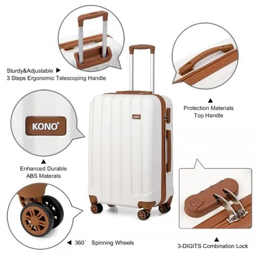 Kono Vertical Stripe Hard Shell Suitcase 28 Inch Luggage Set - Cream