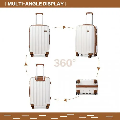 Kono Vertical Stripe Hard Shell Suitcase 28 Inch Luggage Set - Cream