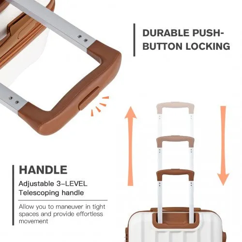 Kono Vertical Stripe Hard Shell Suitcase 28 Inch Luggage Set - Cream