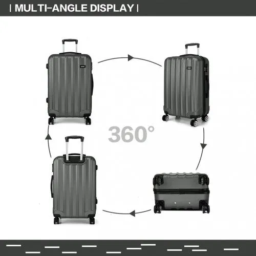 Kono Vertical Stripe Hard Shell Suitcase 28 Inch Luggage Set - Grey