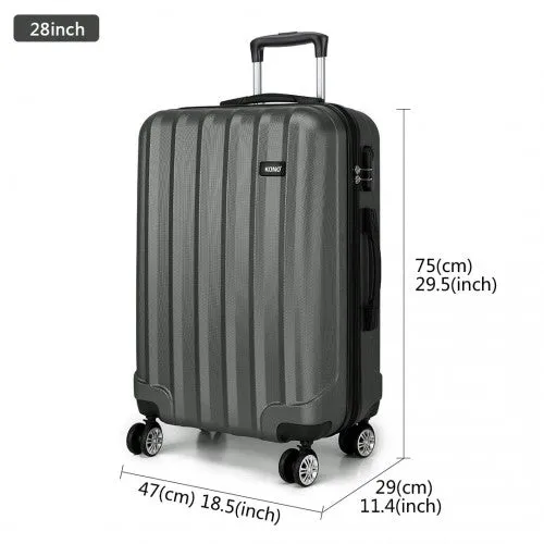 Kono Vertical Stripe Hard Shell Suitcase 28 Inch Luggage Set - Grey