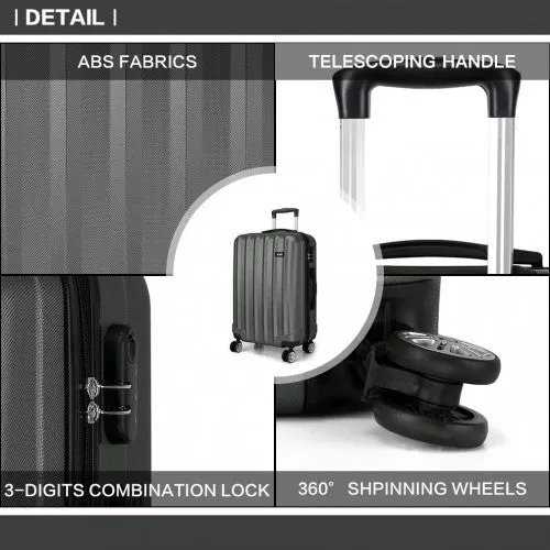 Kono Vertical Stripe Hard Shell Suitcase 28 Inch Luggage Set - Grey