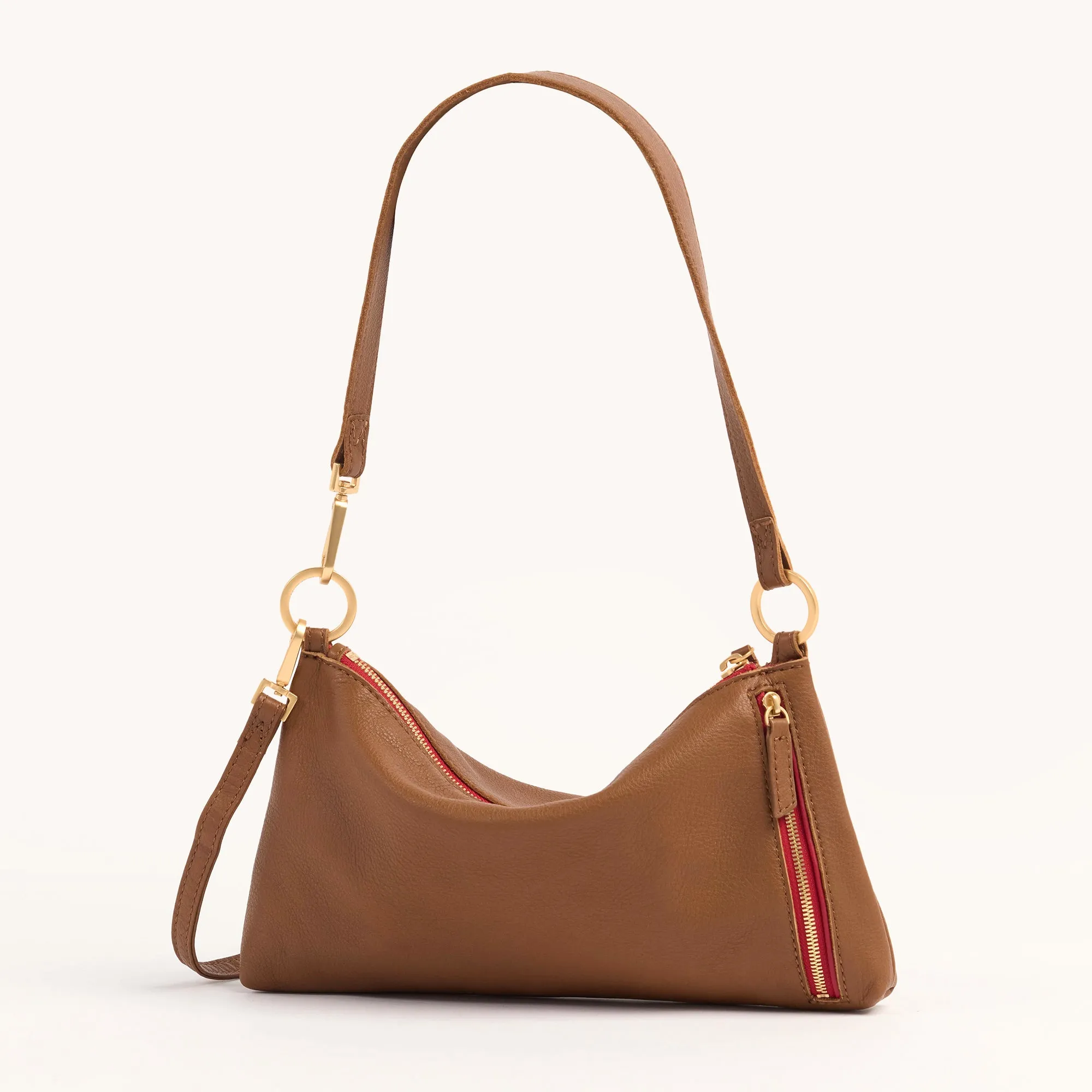 Kyle | Mahogany Pebble/Brushed Gold Red Zip