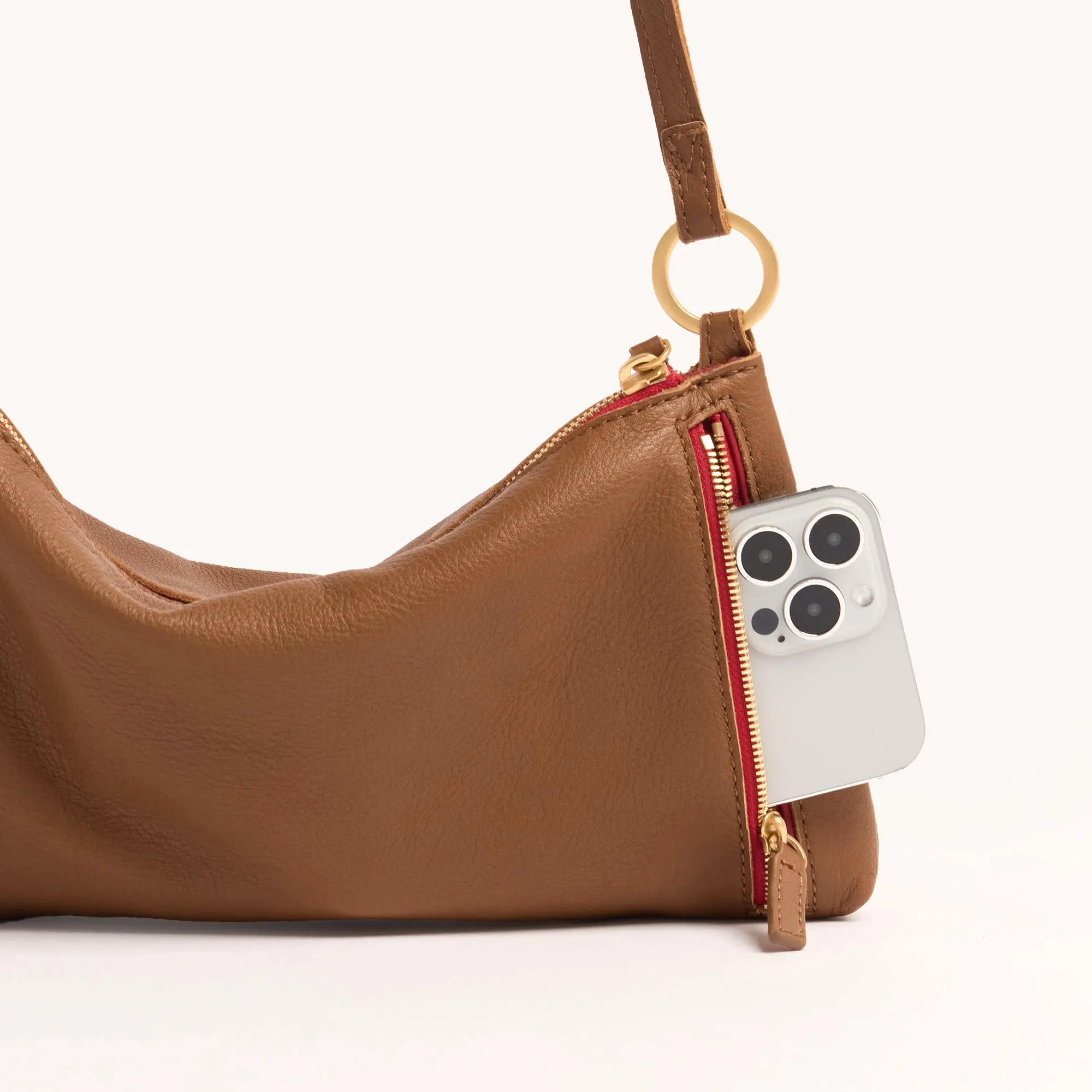 Kyle | Mahogany Pebble/Brushed Gold Red Zip