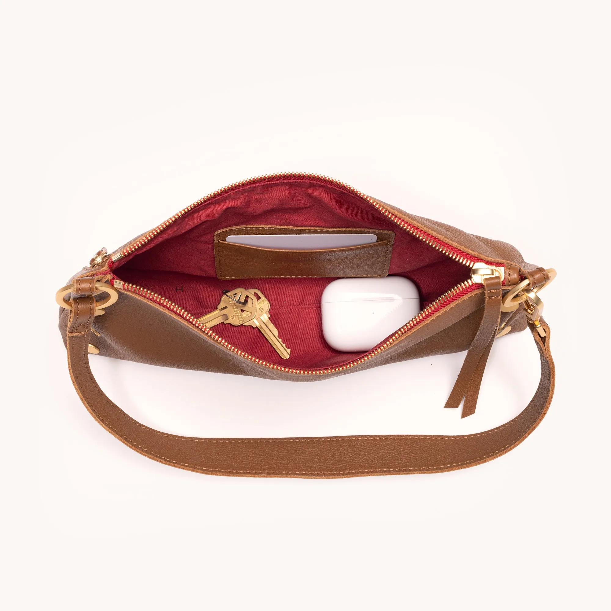 Kyle | Mahogany Pebble/Brushed Gold Red Zip