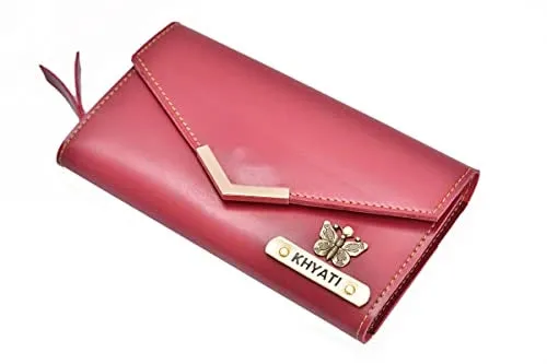 Ladies 4 Pc Combo (Lady Wallet 1.0, Passport, Eyewear, Keychain) (Wine Red)