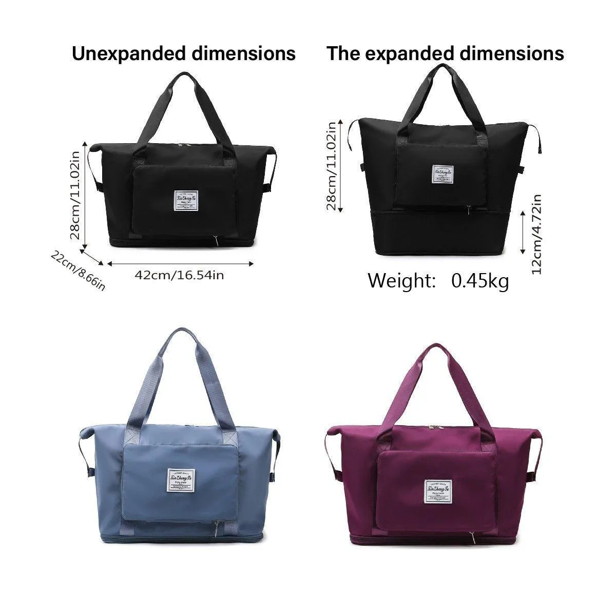 Large Capacity Travel Bag Foldable Luggage Tote Lightweight Storage Duffel Bag