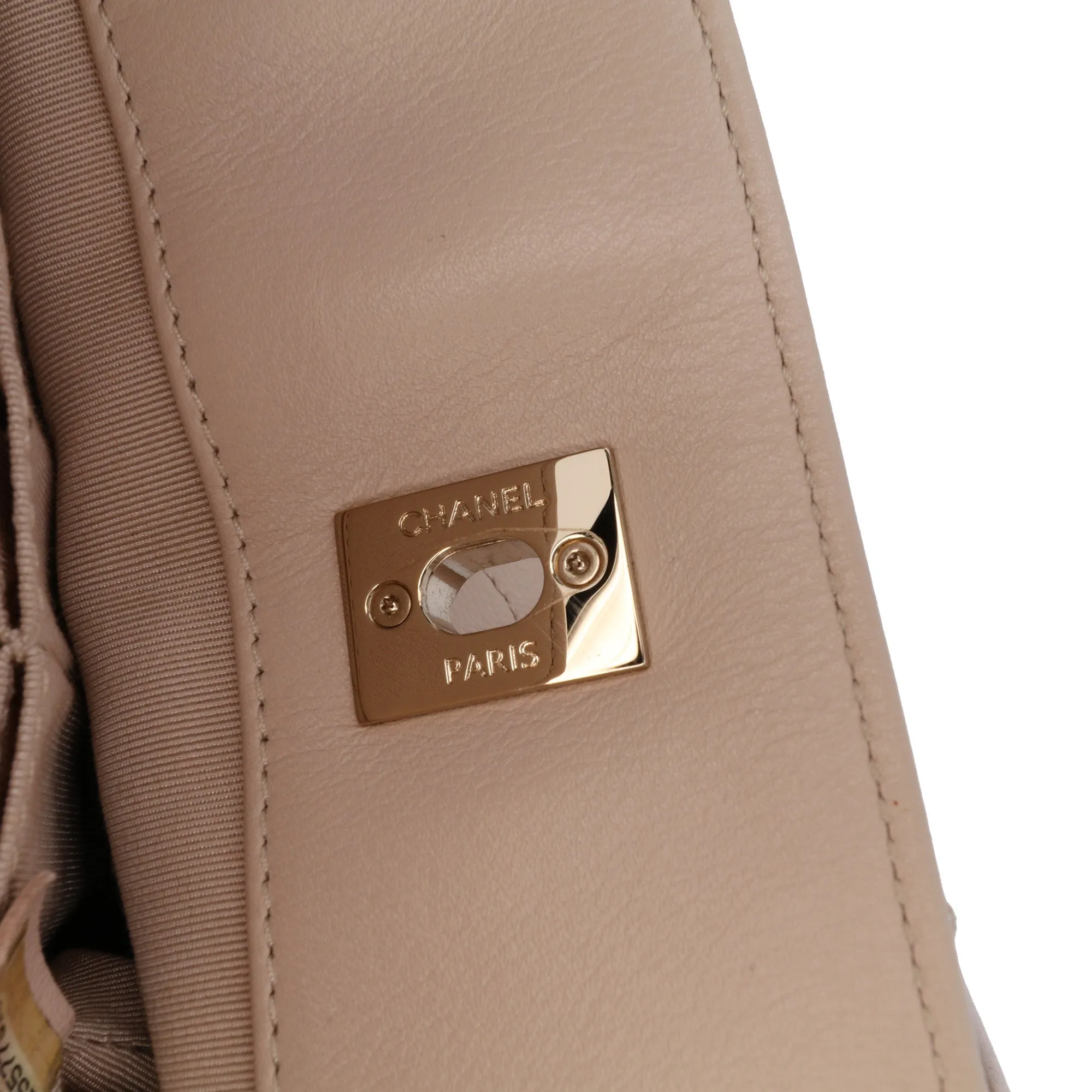 Large CC Chevron Calfskin Stitched Shopping Tote