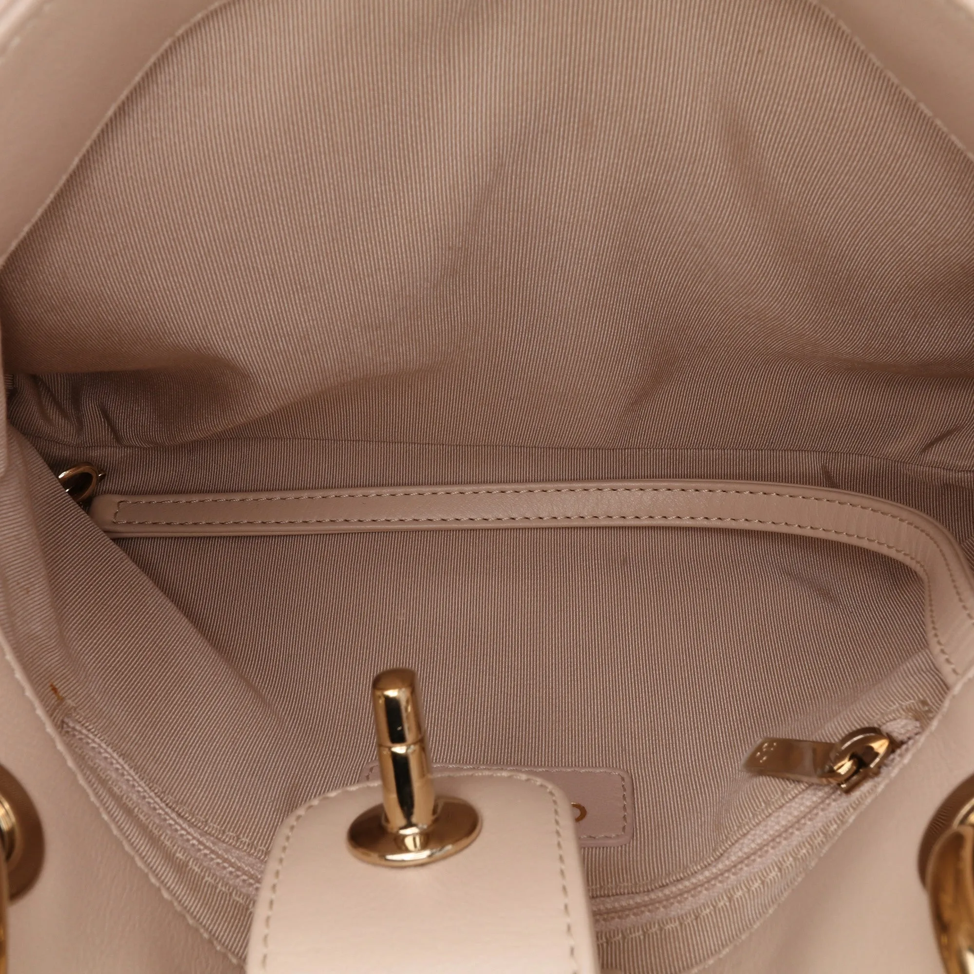 Large CC Chevron Calfskin Stitched Shopping Tote