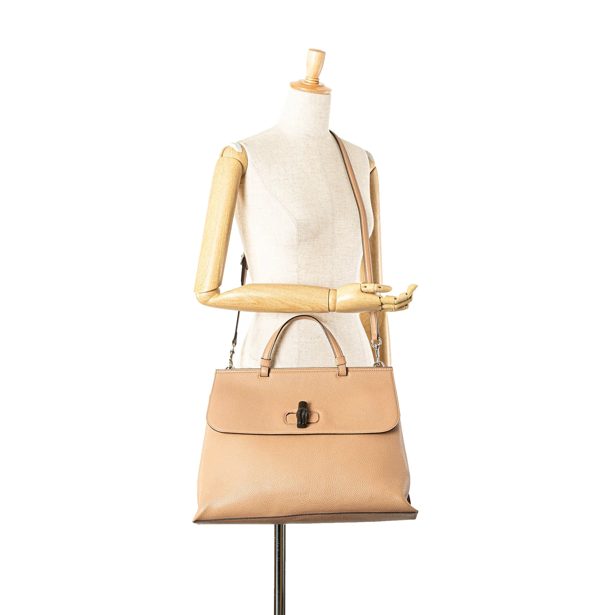 Large Leather Bamboo Daily Satchel