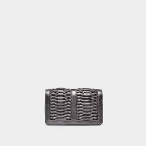 Lea pewter metallic braided clutch