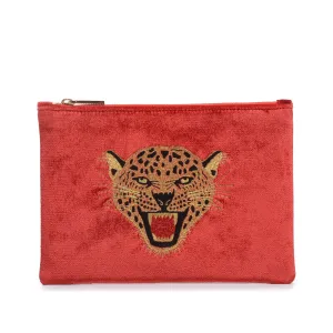 LEOPARD EMBROIDERED CLUTCH BAG