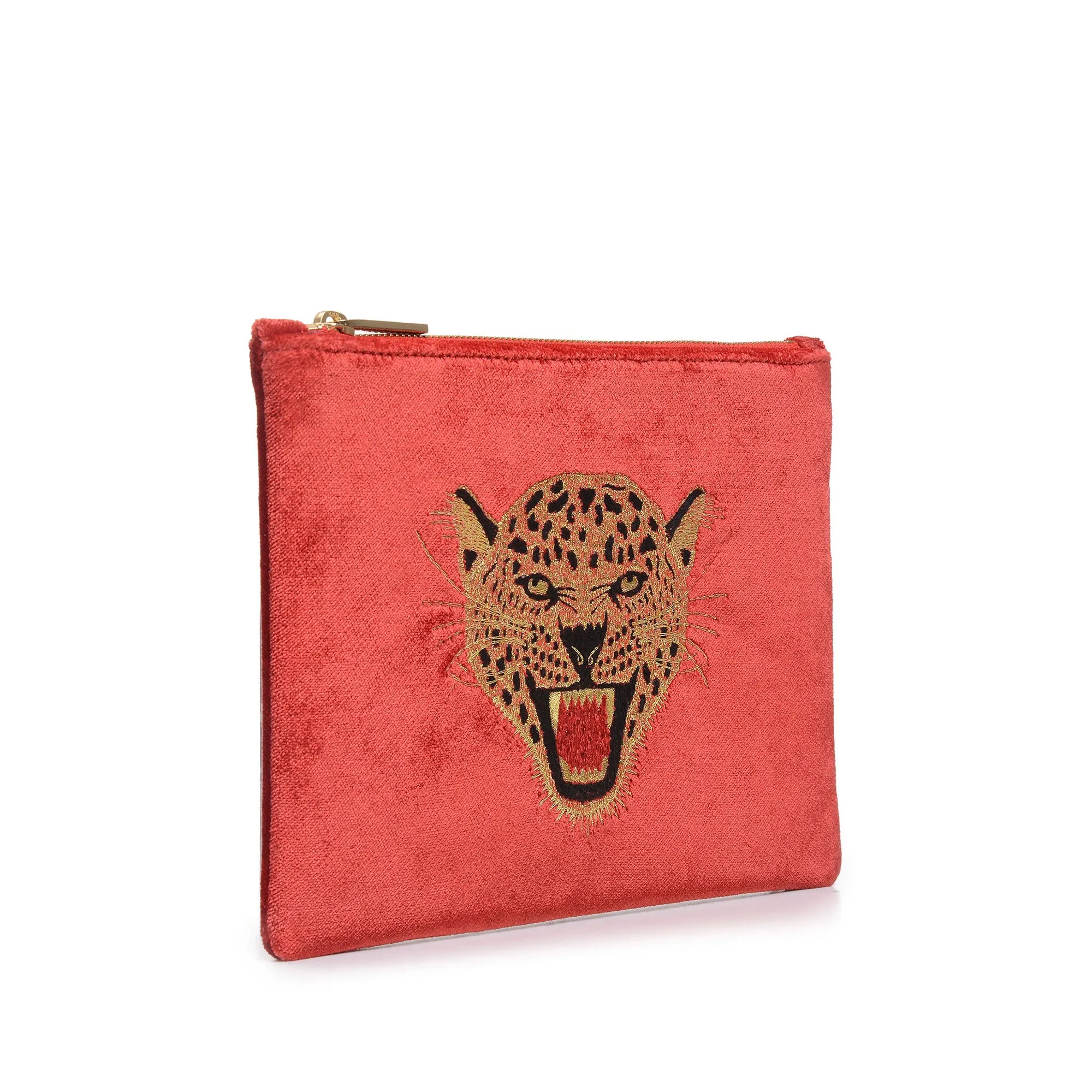 LEOPARD EMBROIDERED CLUTCH BAG