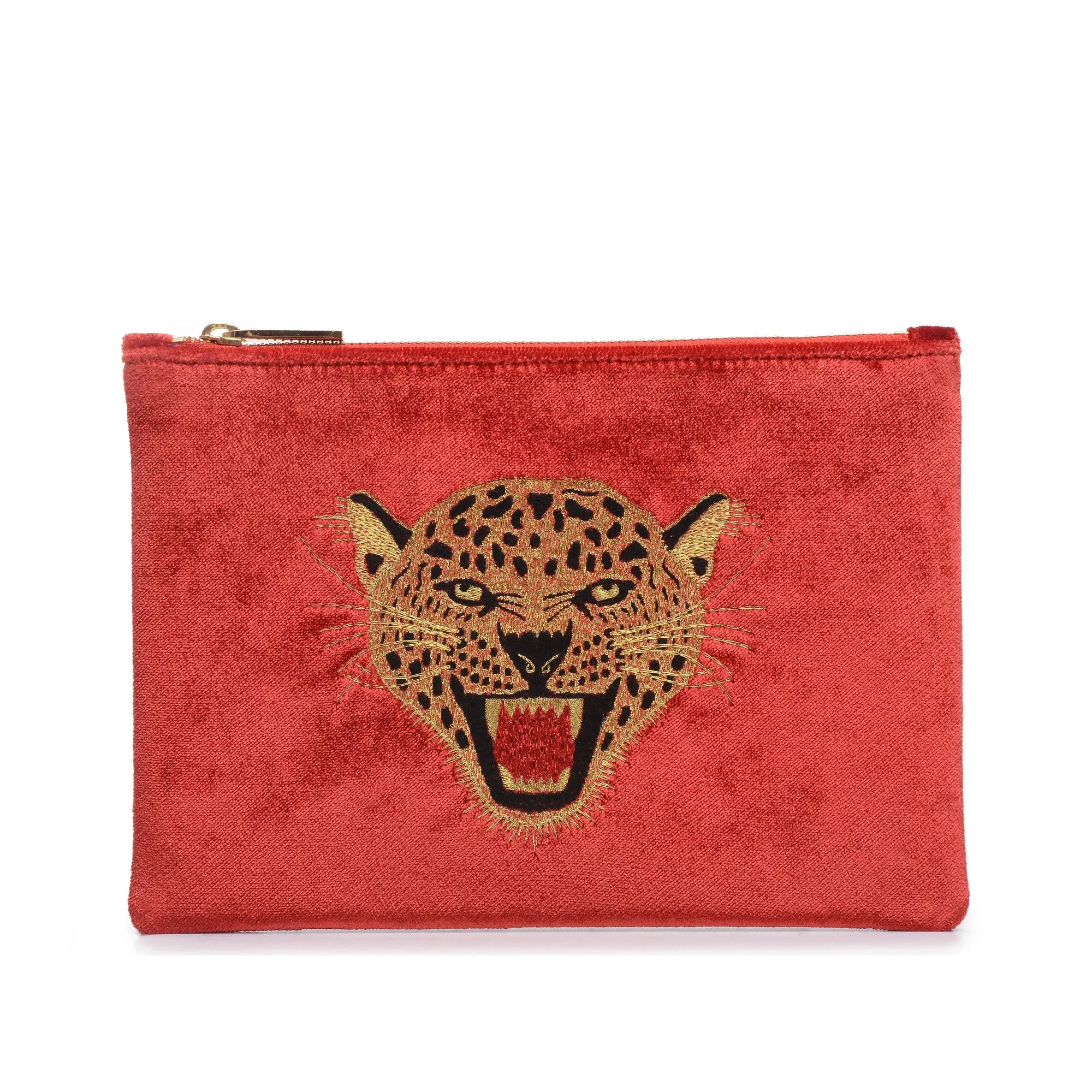 LEOPARD EMBROIDERED CLUTCH BAG