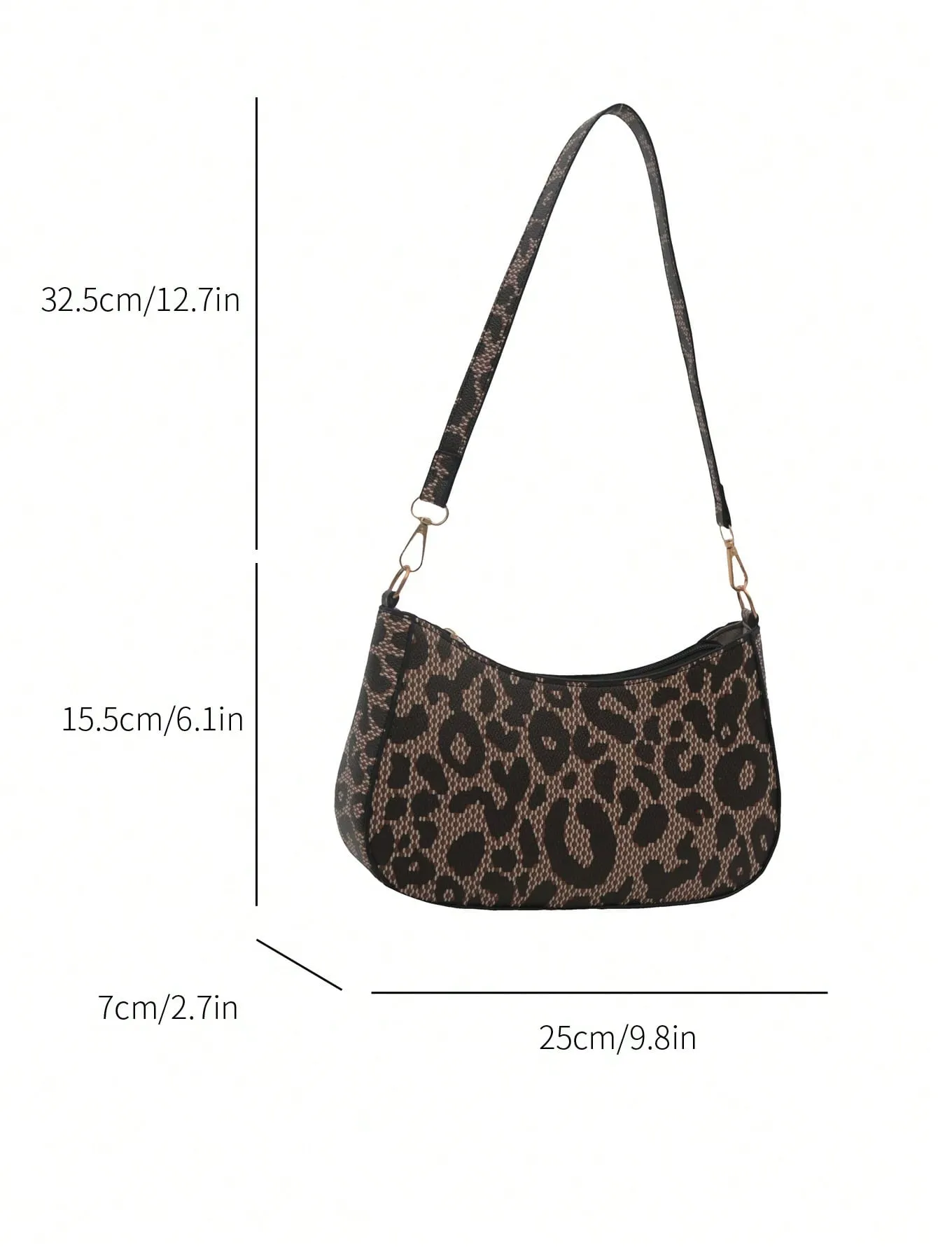 Leopard Print Casual Baguette Bag