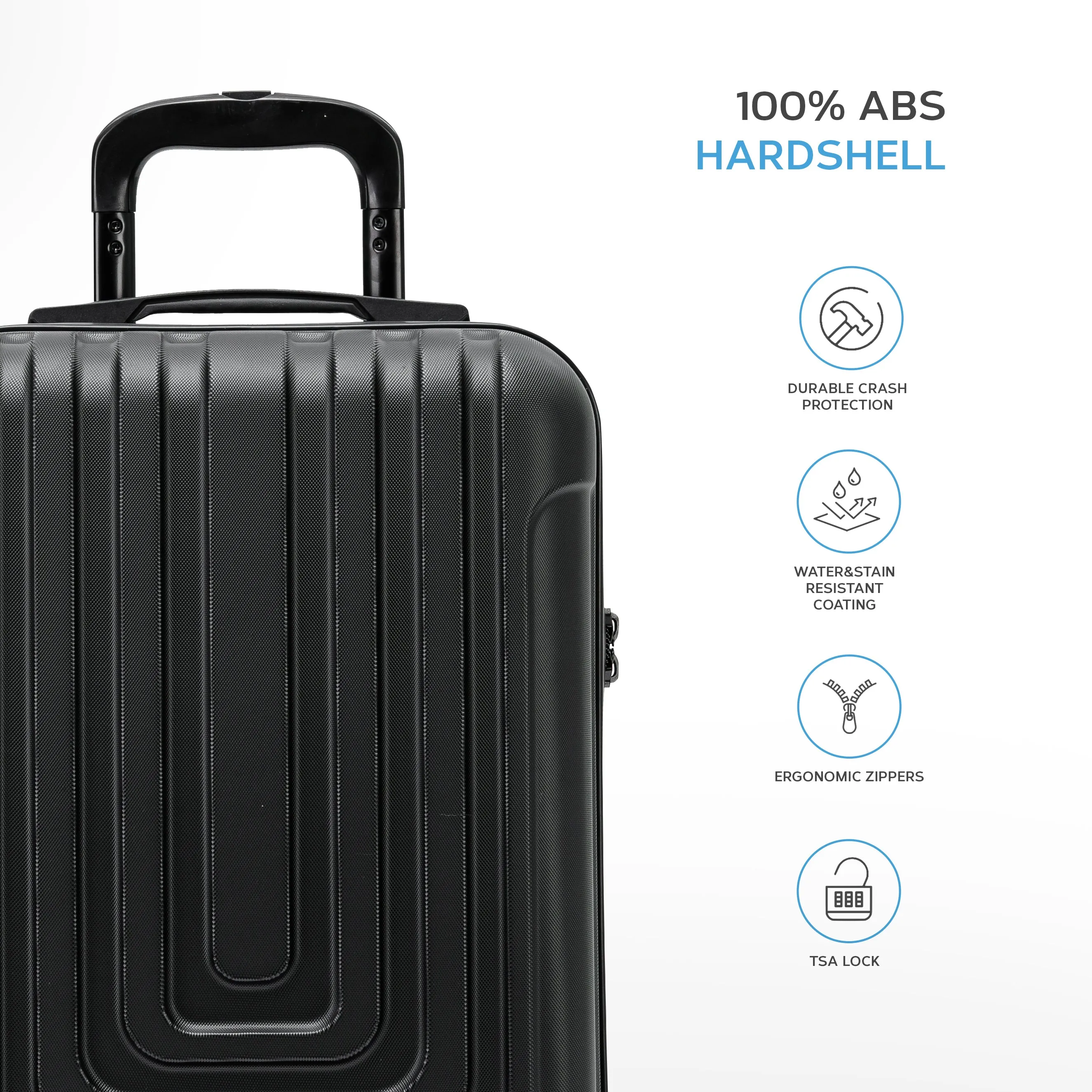 Lightweight Carry On Suitcase TSA Lock USB Port 8 Wheels For Over 100 Airlines